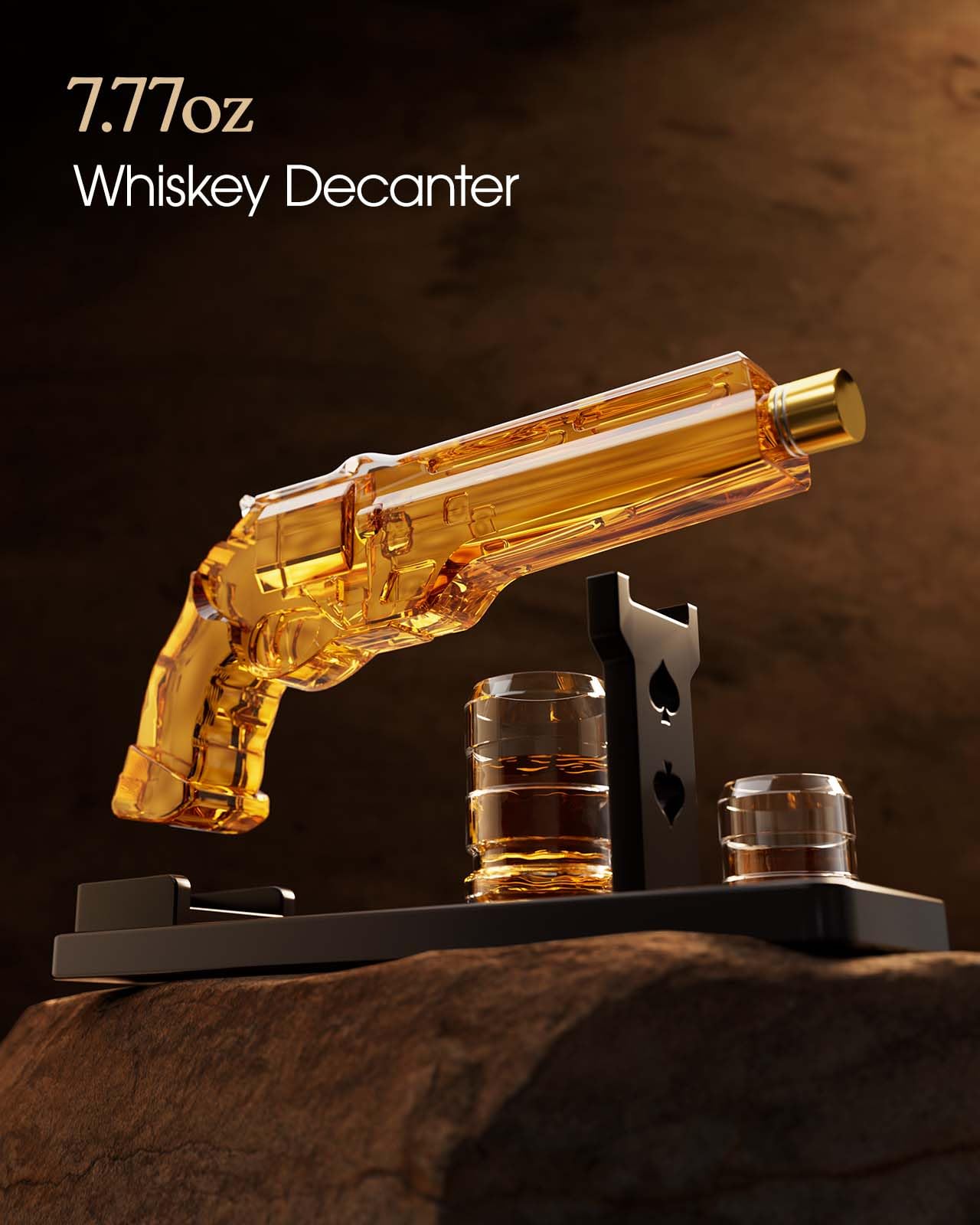 Gun Whiskey Decanter Sets for Men, Kollea Liquor Decanter Set with Shot Glass, Handcrafted Birthday Gifts for Men Dad Brother, Cool Anniversary Set Gift for Him Husband, for Home Bar Drinking Party