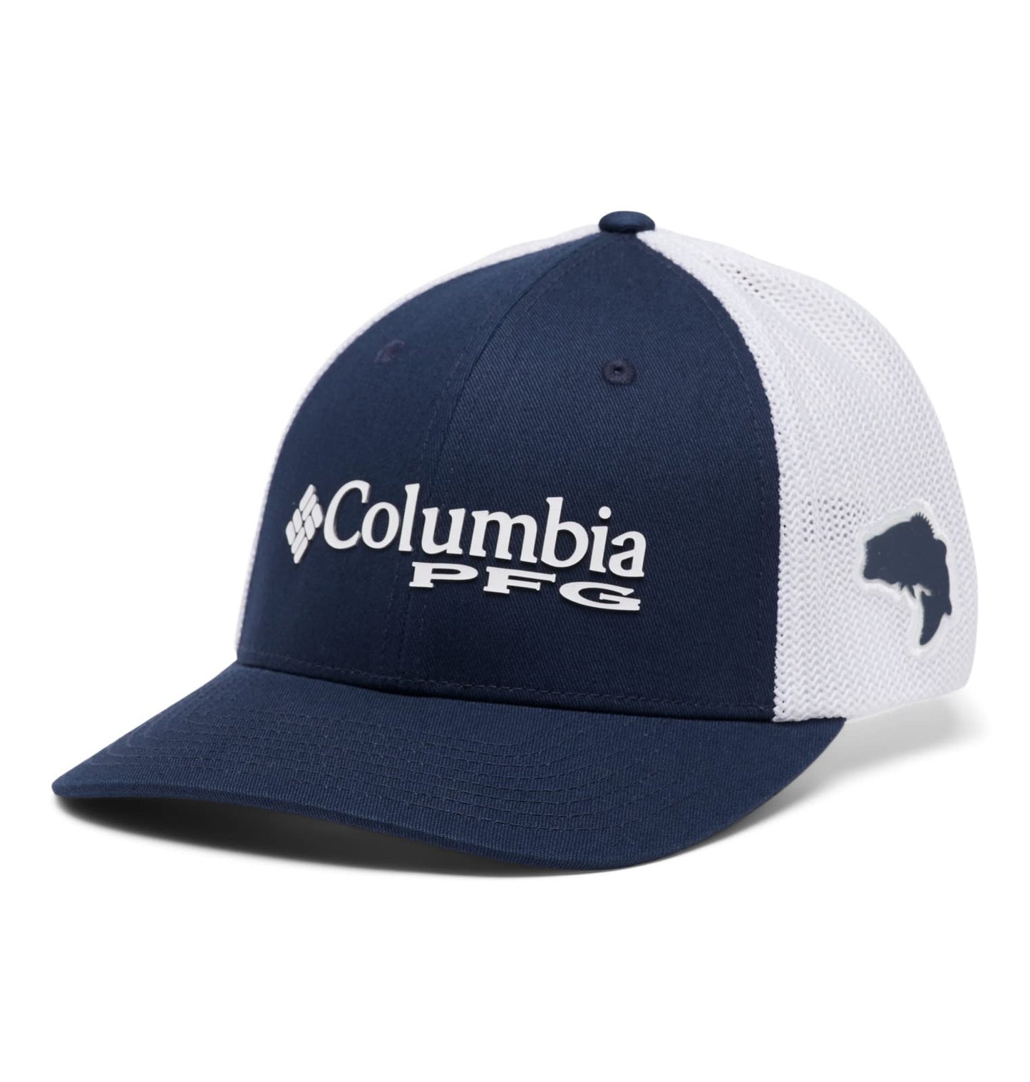 Columbia Unisex PFG Logo Mesh Ball Cap, Collegiate Navy, Large-X-Large
