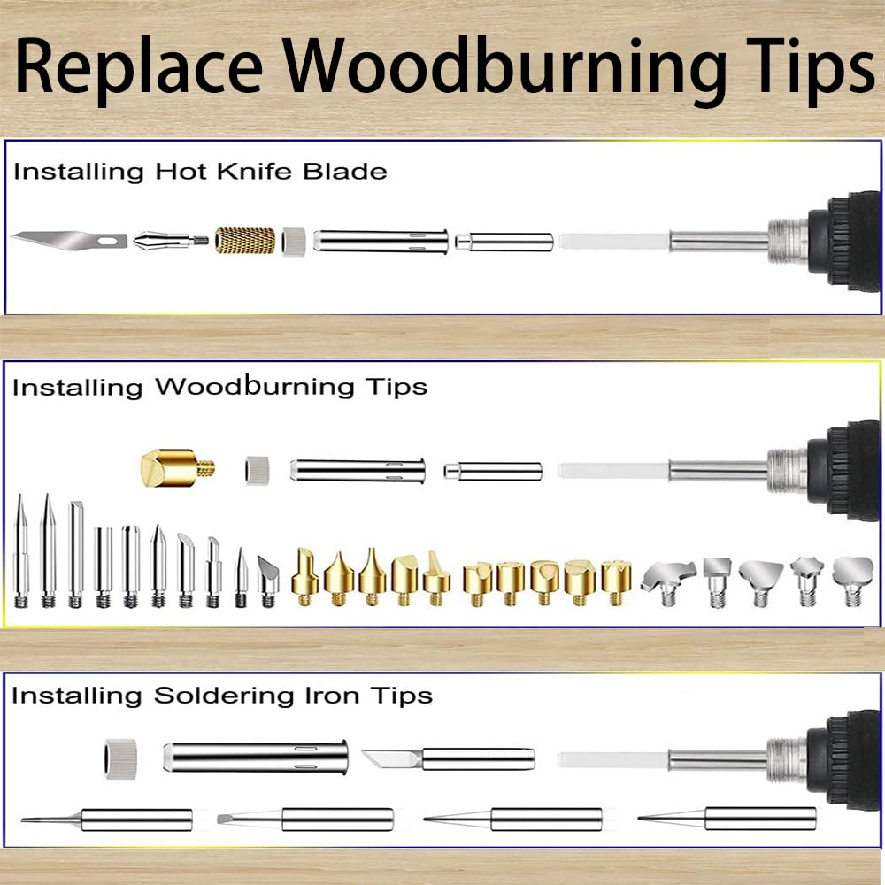 Pyrography Wood Burning Kit for Adults, Adjustable Temperature 200~450 ℃ Wood Burning Pen for Crafting Carving Embossing Soldering