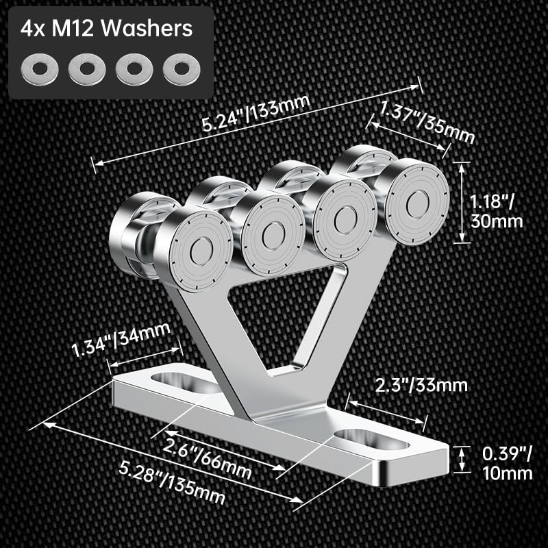 SKTREX 6 Wheel Hoist Trolley with Rollers - Strut Trolley Assembly for Electric Hoist - Fits 1-5/8" Wide and Taller Strut Channel - High Strength and Silent Operation (8 Wheel Trolley Pack of 2)