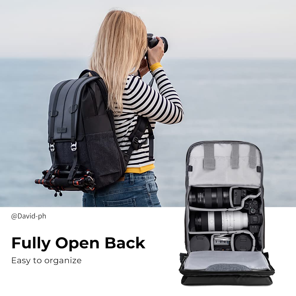 K&F Concept Camera Backpack, Camera Bags for Photographers Large Capacity Camera Case with Raincover,15-15.6 Inch Laptop Compartment Compatible for Canon/Nikon/Sony/DJI Mavic Drone(Beta Backpack 20L)
