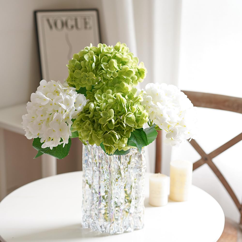 4pcs Real Touch Hydrangea Artificial Flowers, White Fake Hydrangea Flowers, 21" Large Natural Lifelike Hydrangea Faux Flower for Home Party Decor Outdoor Wedding Table Centerpieces