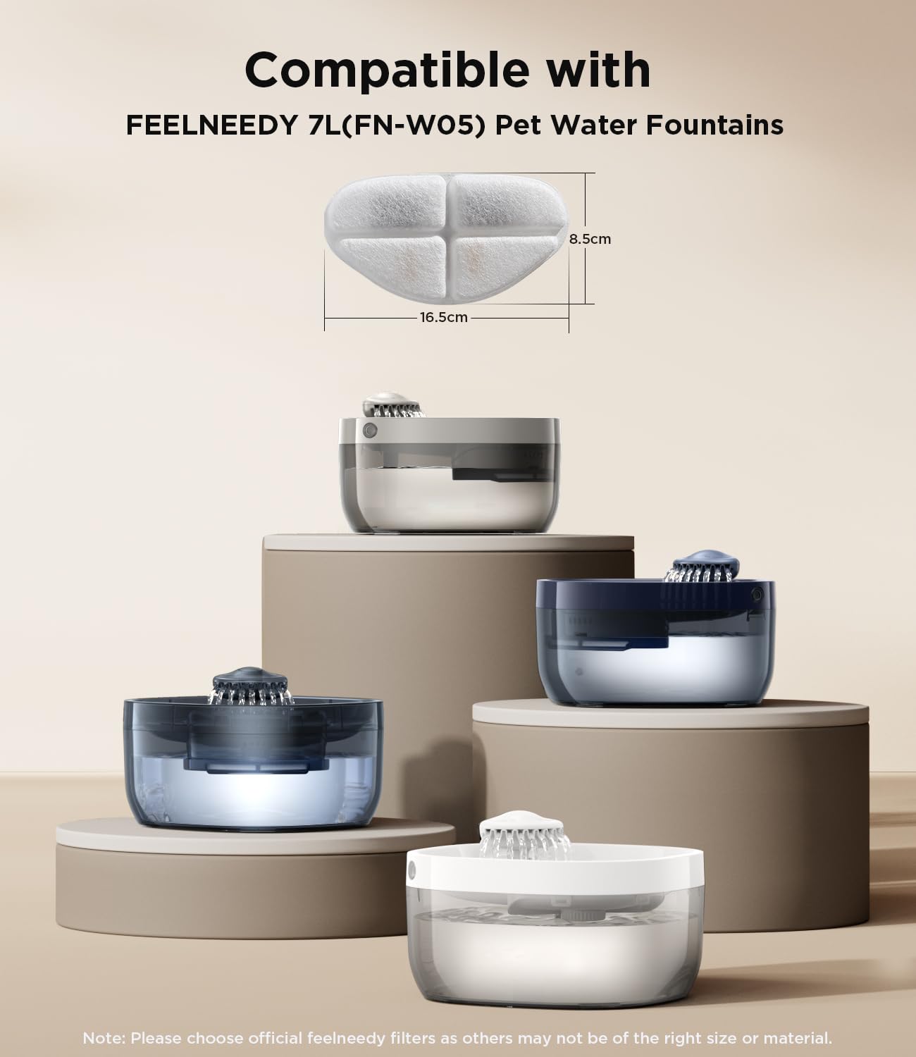 6 Pack of Filter & 6 Pump Sponges FEELNEEDY only for (FN-W05) 7L/1.8Gal Dog Water Fountain, Dog Water Bowl Dispenser