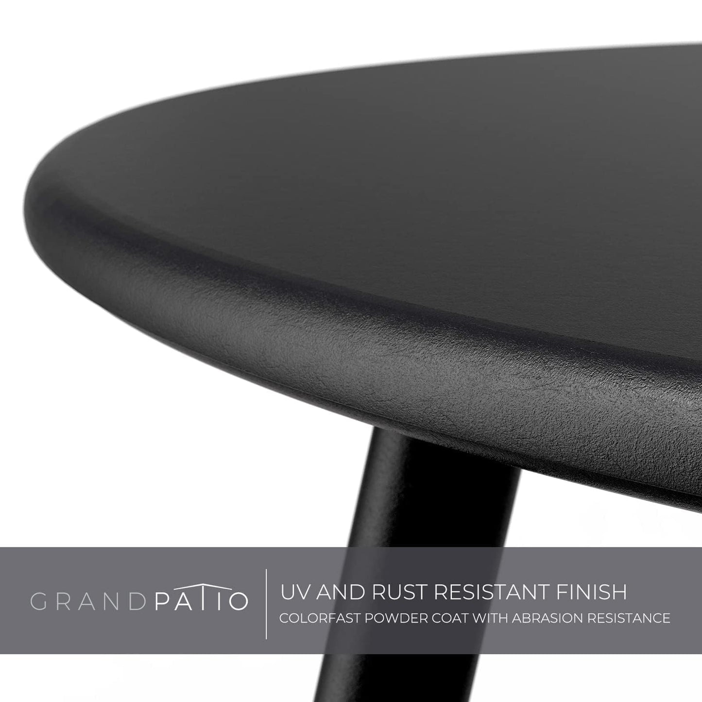 Grand patio Outdoor Side Table, 18-inch Small Round Side Table with Adjustable Feet, Elegant Patio Furniture for Balcony Porch Deck Poolside, Black