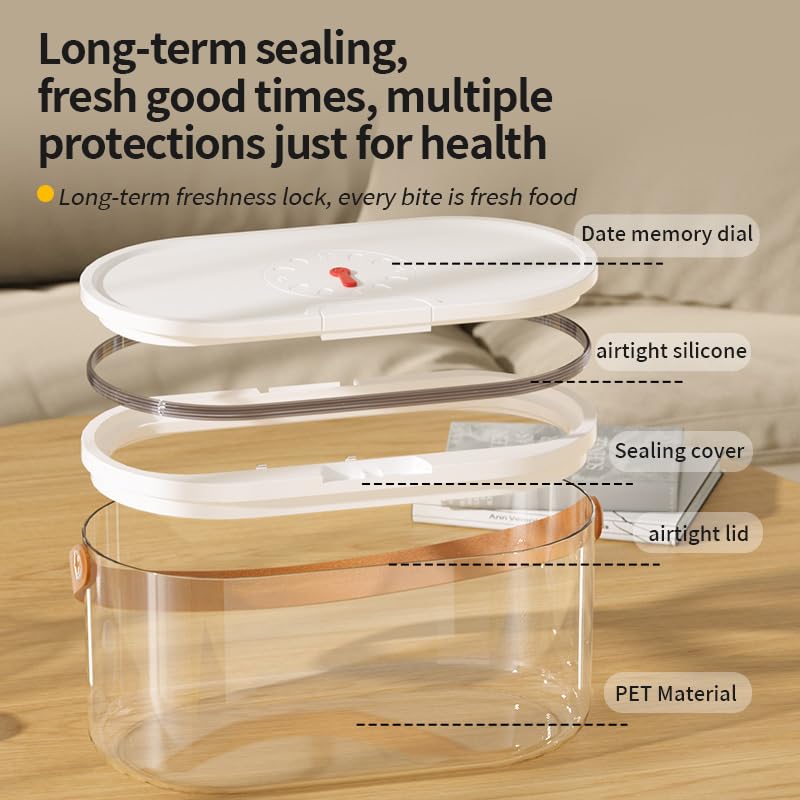 EPWIOR Pet Food Storage Container with Scoop, Flip-up Lid Airtight Container Transparent Dog Food Storage with for Cat & Cat Food Air Tight Food Container (6L)