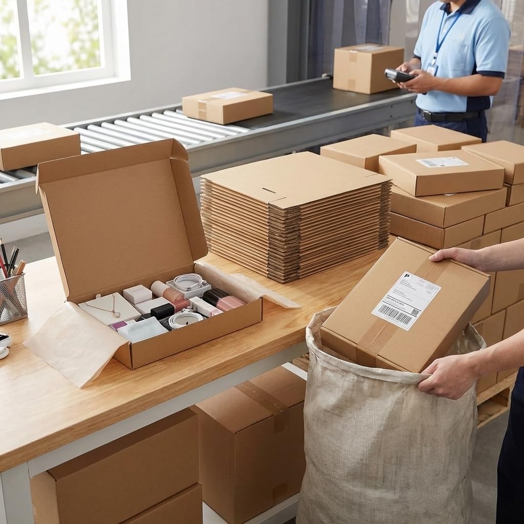 Pemtow 13x10x2 Shipping Boxes Set of 20, Brown Corrugated Cardboard Literature Mailer Box for Packaging, Mailing, Business