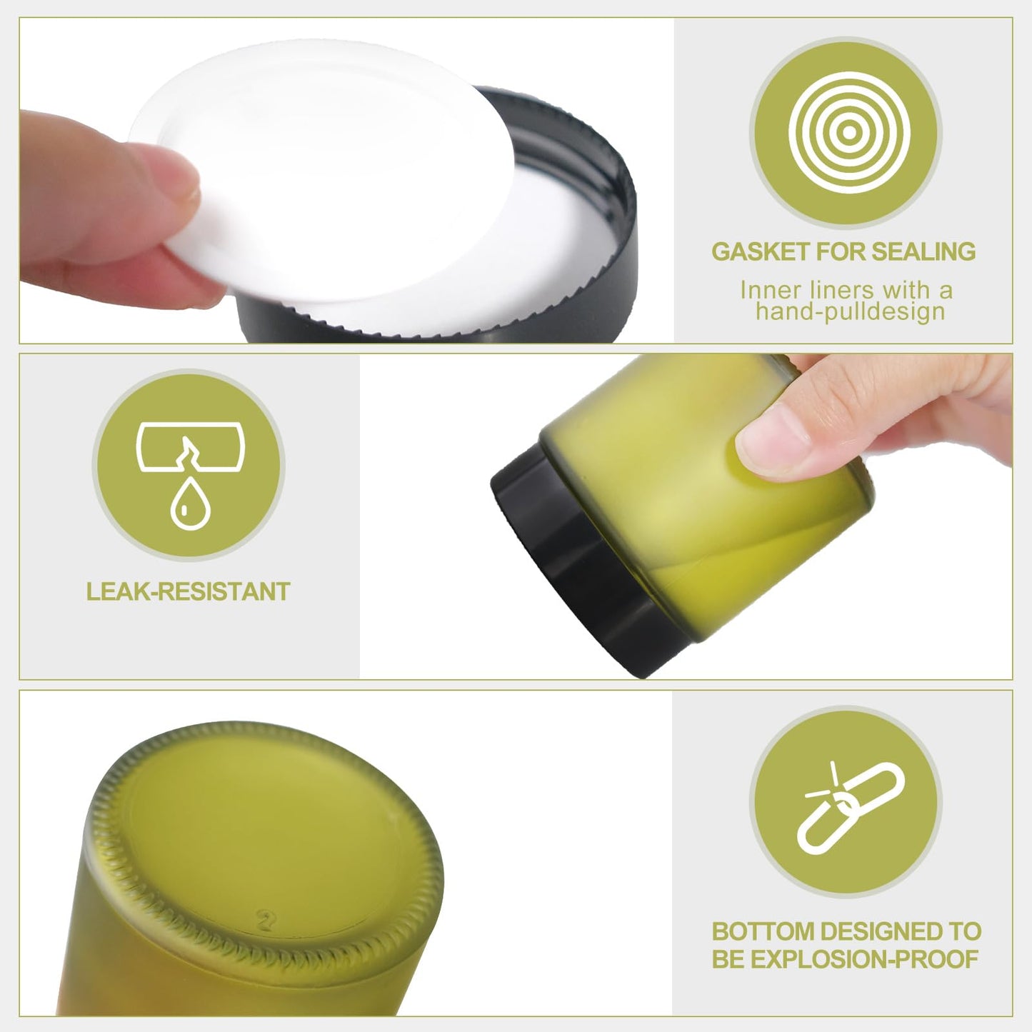 25 Pcs Glass Jars 4 oz Leakproof Round Cosmetic Containers with 25 facial mask spoons Refillable Cosmetic Jar for Lotion Ointments Creams Essential Oil Powder Liquid Food Storage Kitchen(Pea Green)