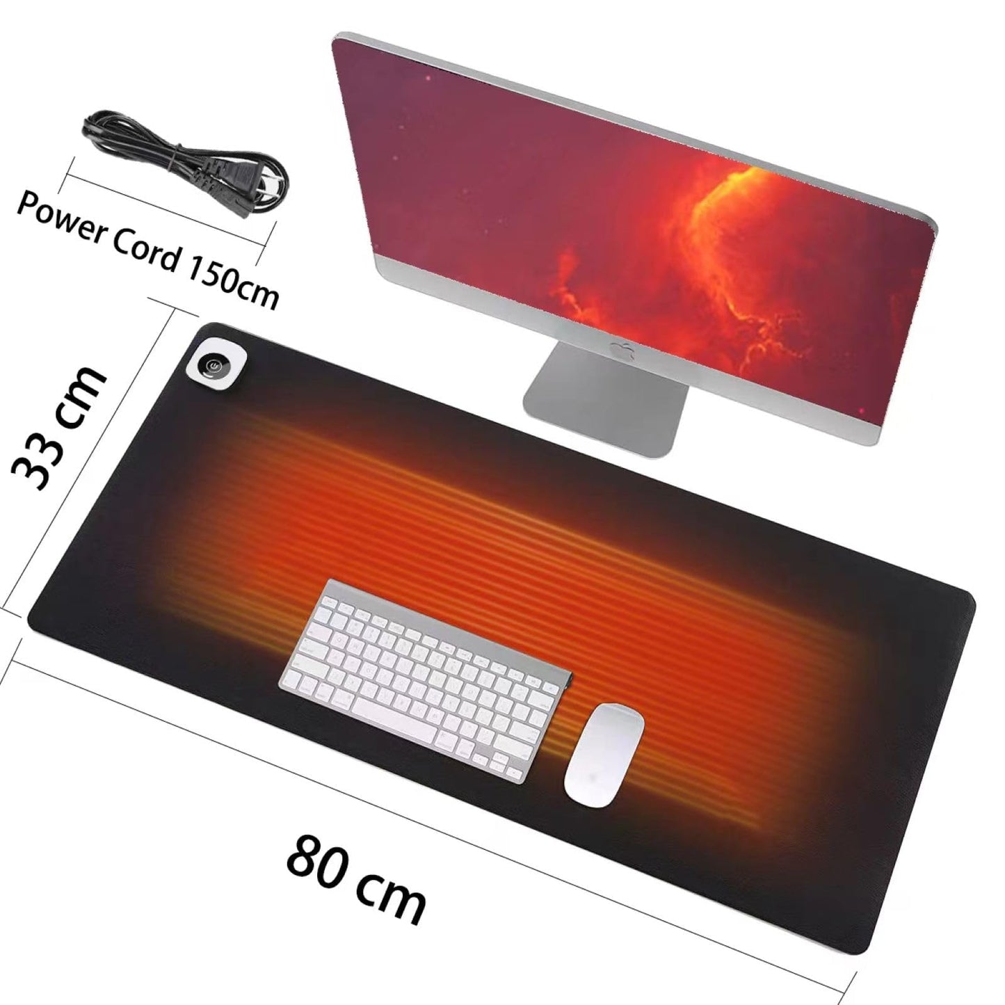 Tulpock Heated Desk Pad - Dark Black, 31.5 x 13 Inch, PVC Leather, 3 Levels Heating, 4 Hour Auto Shut Off