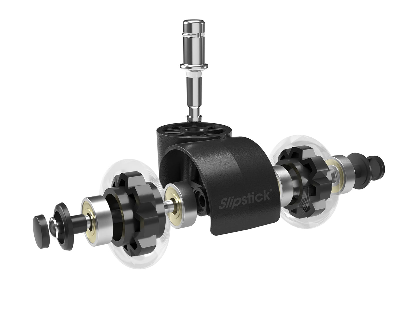 Slipstick Premium Rubber Office Chair Caster Wheels (Set of 5) Replacement Chair Wheels for All Floor Surfaces, Heavy Duty 50mm Twin Rollerblade Chair Casters with Standard Fit 11mm Stem