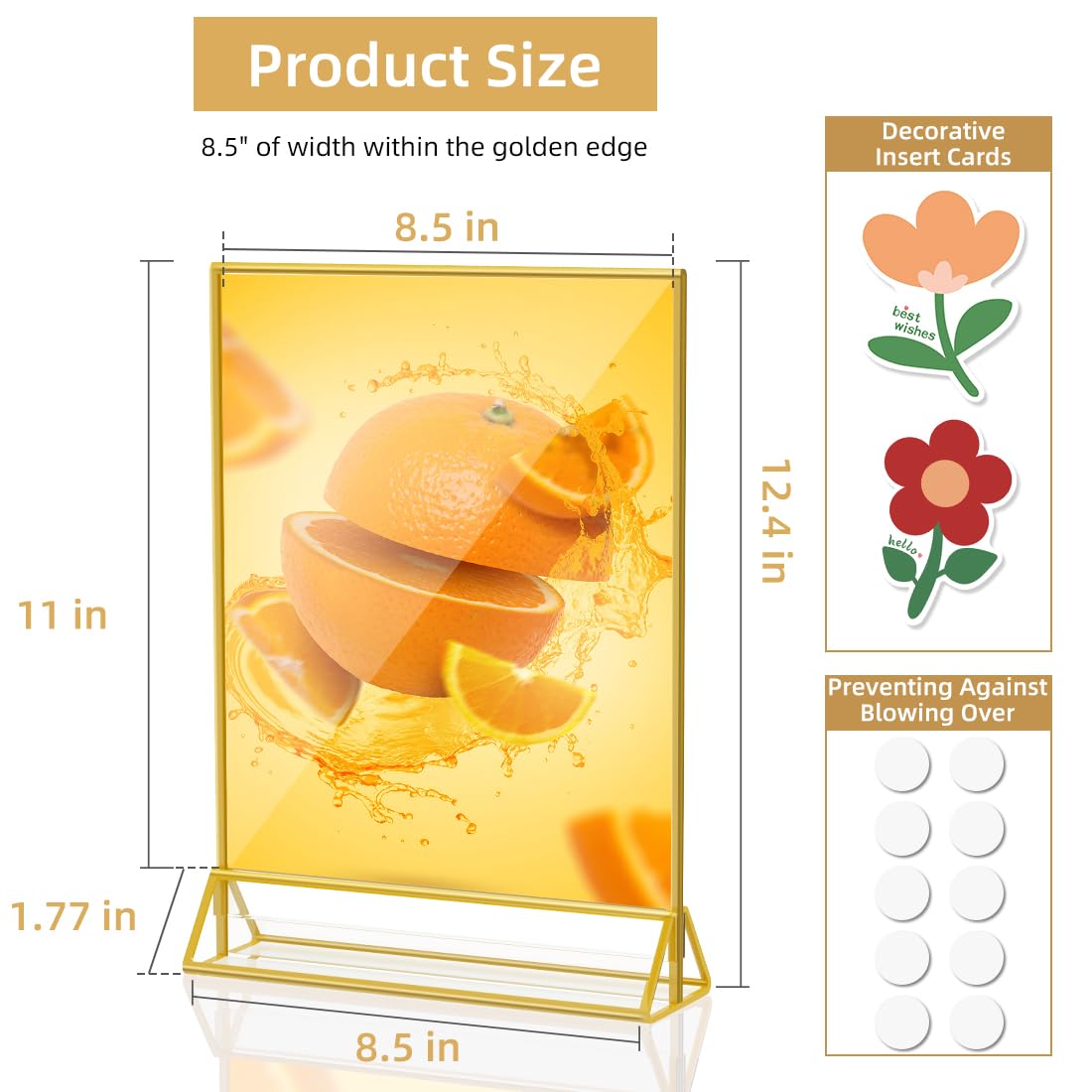 PPH-Sisy Acrylic Sign Holder 8.5X11 Gold Frame ,Double Sided Display Stand , Plastic Acrylic Frames for Home Office Shop Restaurant Flyer Holder (6pcs)