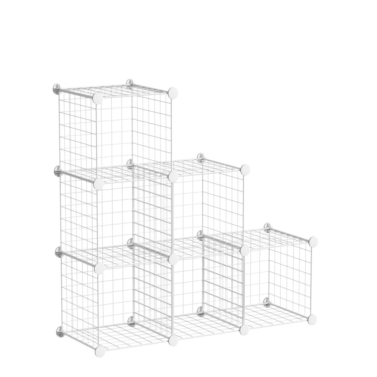 C&AHOME Wire Storage Cubes, Metal Grids Book Shelf, Modular Shelving Units, Stackable Bookcase, 6 Cubes Closet Organizer for Home, Office, Kids Room, 36.6”L x 12.4”W x 36.6”H White