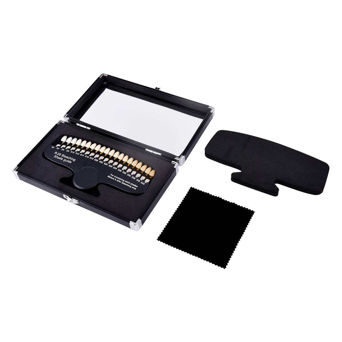 Professional 3D R-20 Teeth Whitening Shade Guide with Mirror, Classical Tooth Bleaching Shade Chart 20 Colors