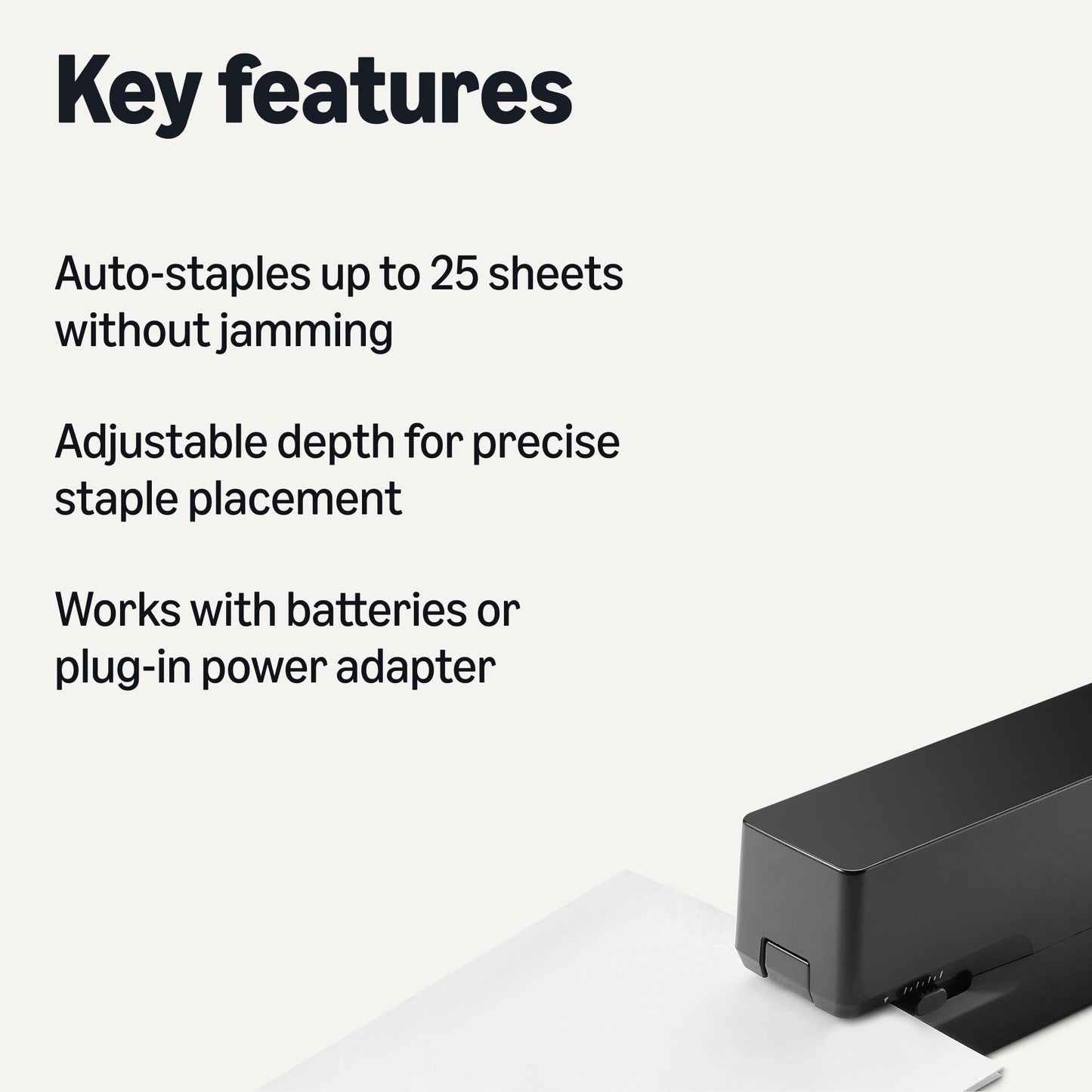 Amazon Basics Electric Stapler Heavy Duty, 25 Sheet Capacity, No Jam Technology, Black