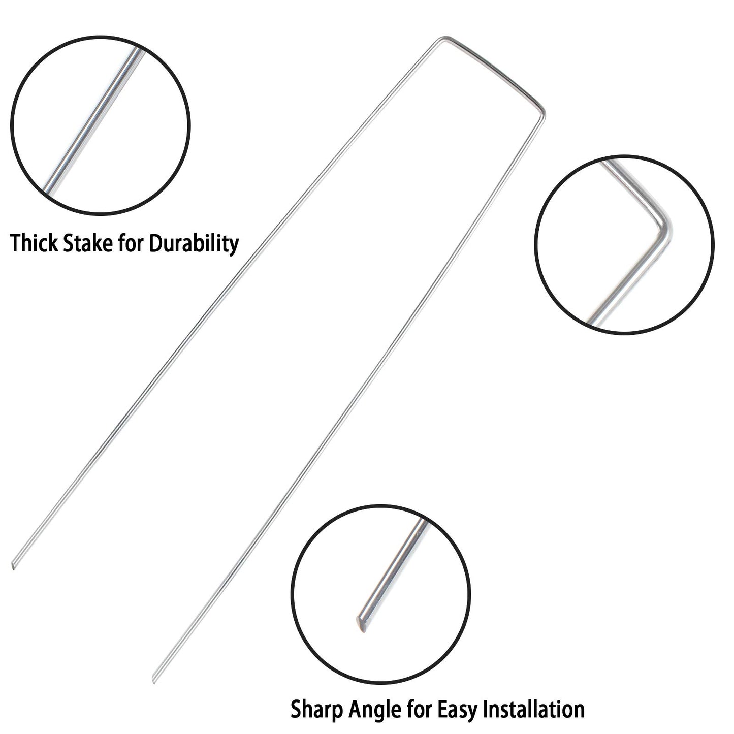 200 Pack 8 Inch Landscape Staples, Heavy Duty 11 Gauge Galvanized Steel Garden Stakes Staples Securing Pegs U-Shaped Pins for Securing Irrigation Tubing Fabric Weed Barrier Ground Sheets