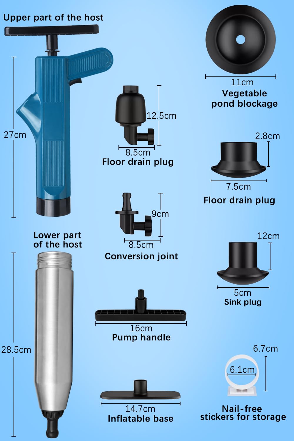 Lytool High-Pressure Air Drain Unblocker Plunger for Toilet & Sink – Powerful Burst Clears Hair, Grease & Debris for Pipes & Septic Systems