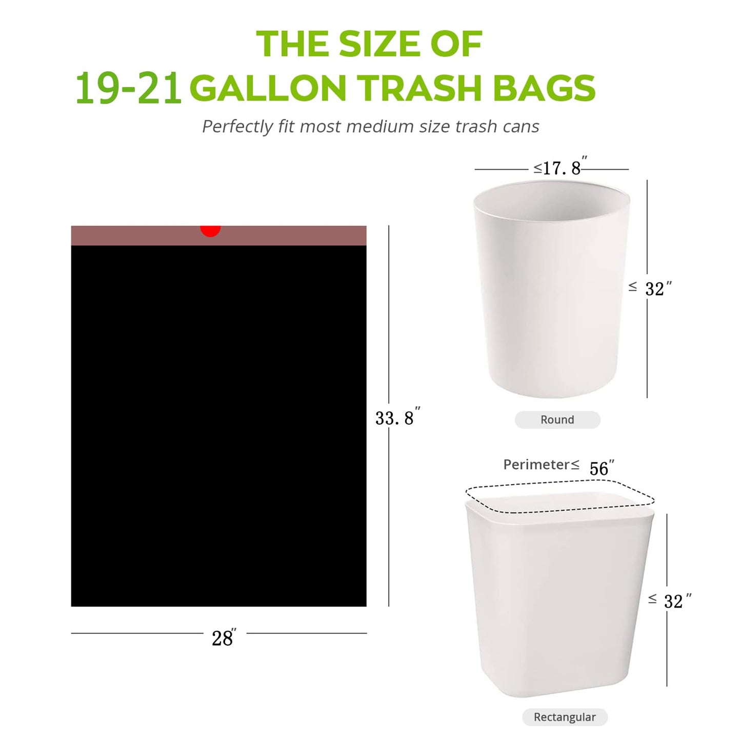 GoodFinely Large Black Trash Bags 20-21 Gallon Drawstring Garbage Bags,Measuring 28x 33.8 inches,Heavy Duty Plastic Garbage Bags for Household Kitchen Office Restaurant Thickened Stretchy