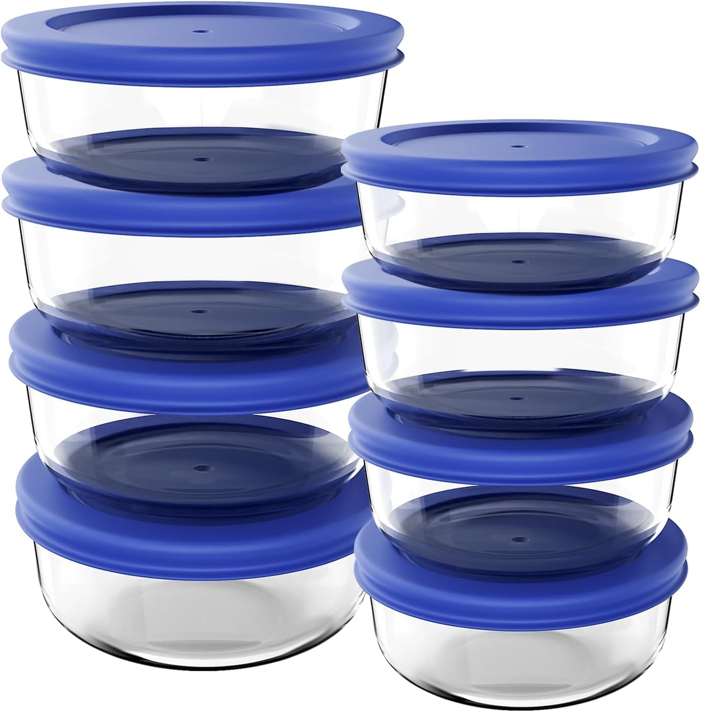 D.M DESIGN•MASTER [8 PACK] - Glass bowl sets with lids. Free meal prep containers for kitchen, leftovers, snacks. BPA-Free lids. Microwave, Dishwasher, Freezer, Oven Safe.