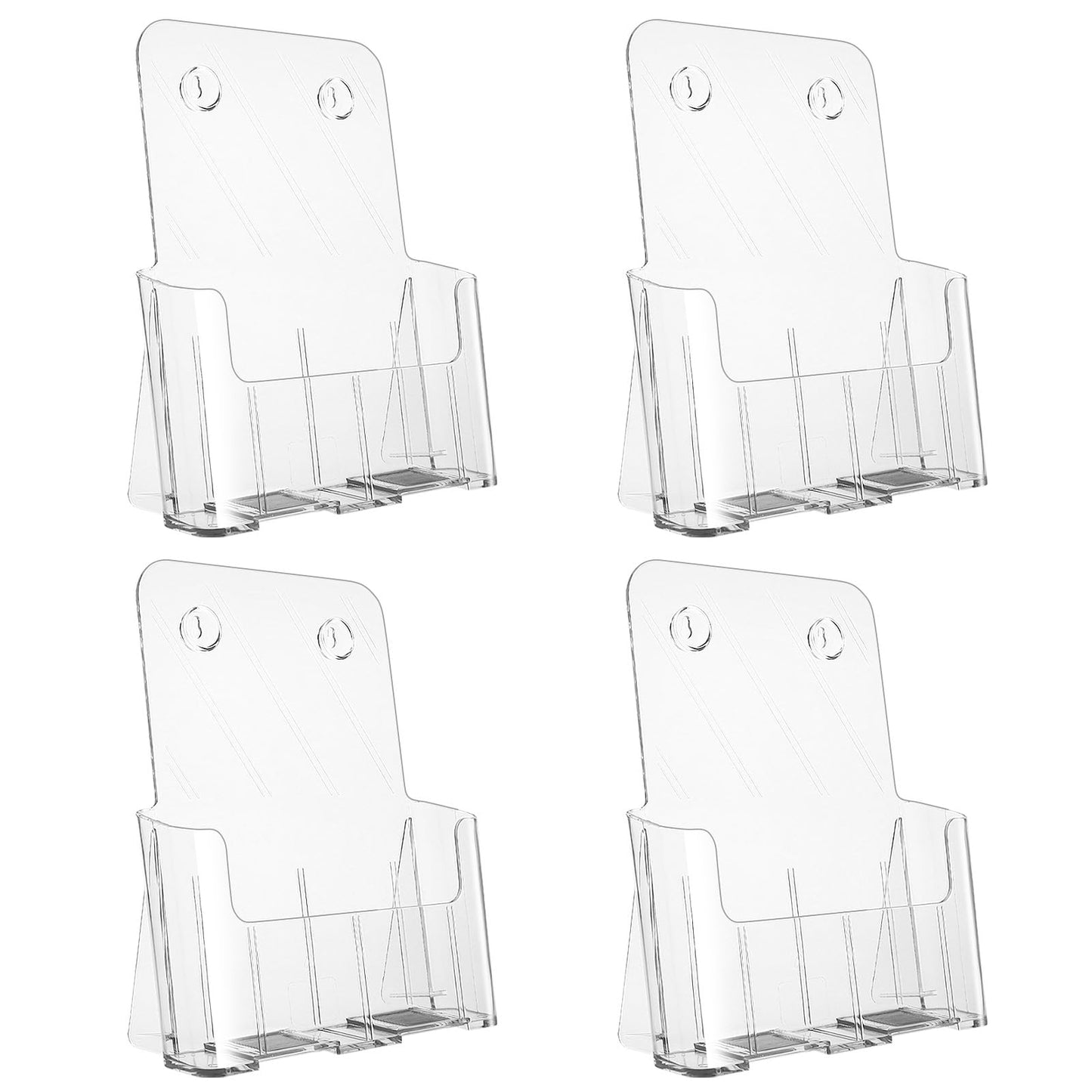 Acrylic Brochure Holder 8.5 x 11 inches, 4 Pack Clear Brochure Display Stand with Removable Divider for Trifold 4 Inches Wide Pamphlet, Plastic Flyer Holder for Magazine, Literature, Booklet