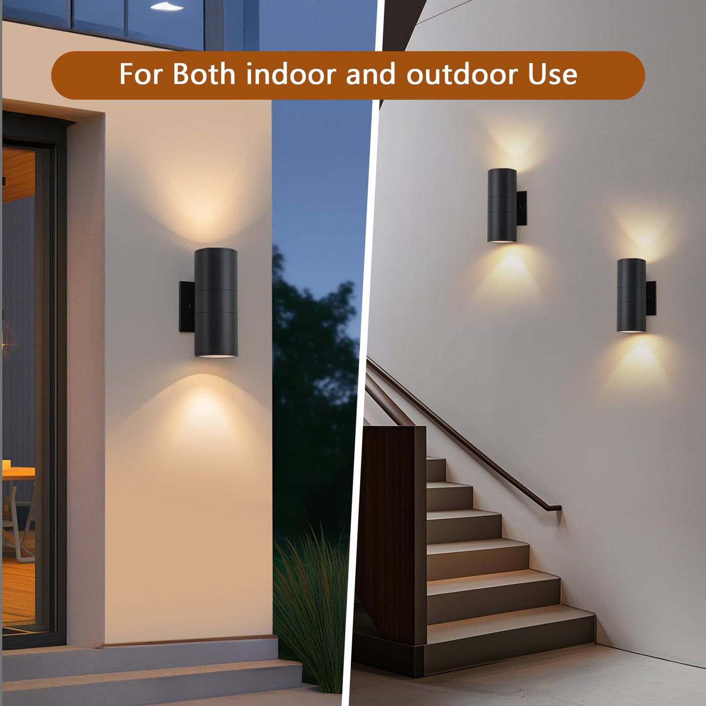 4 Pack 8.66 inch Modern Exterior Light Fixtures Outdoor Wall Light Porch Light Fixture,Modern Exterior Light Fixture, Anti-Rust Outdoor Sconce for Front House,Black Up and Down Lights Outdoor.