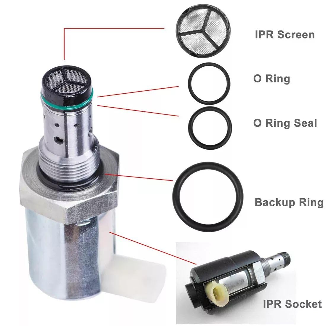 TEXVOKIE 6.0 IPR Valve Socket & Oil Rail Adapters Kit & 6.0 High Pressure Oil Pump IPR Valve Air Test Fitting Tool with Seal Kit, Fits for Ford 6.0L Powerstroke Diesel Engine, Pack of 8