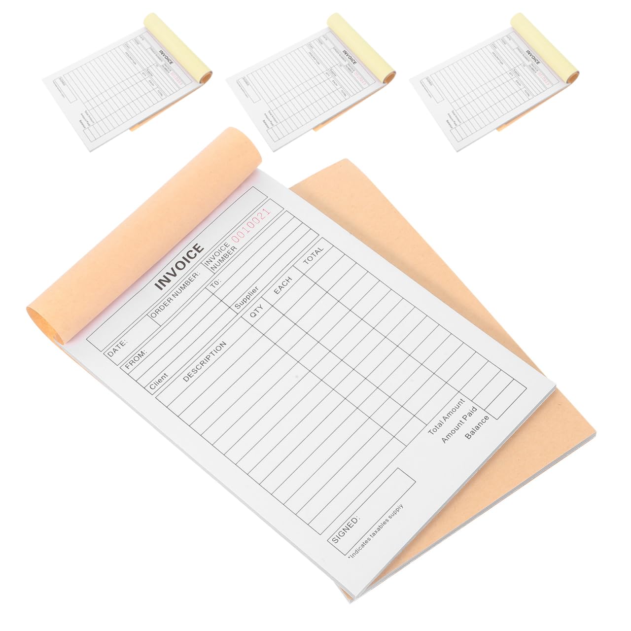VILLCASE 5 Pack Carbonless 3-Part Receipt Pads 60 Pages Each Small Business Invoice Book Order Pad with Stiff Backing for Efficient Billing and Recordkeeping