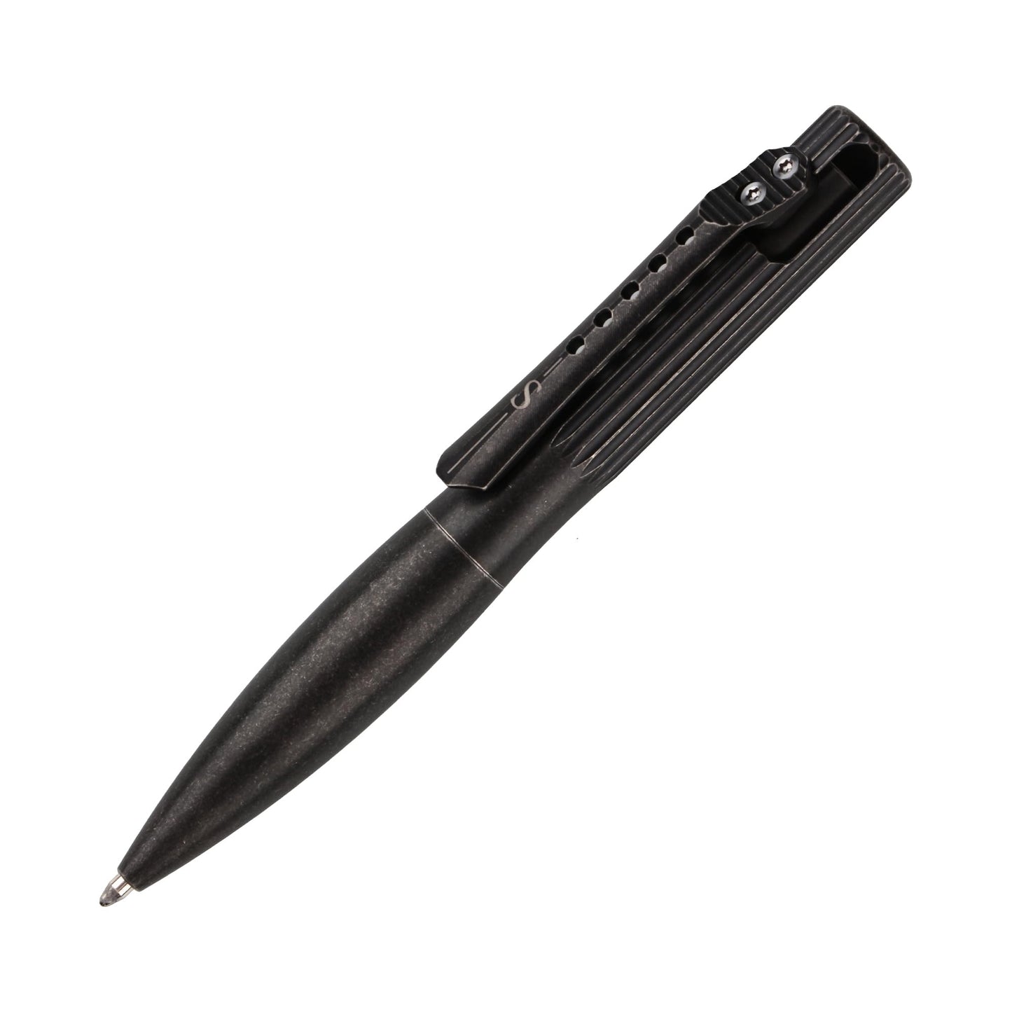 SMOOTHERPRO Titanium Bolt Action Pen Compatible with Parker Refill Retractable Lightweight Ballpoint Pen for EDC Signature Business Office School Color Stone Wash Black(TBP01)