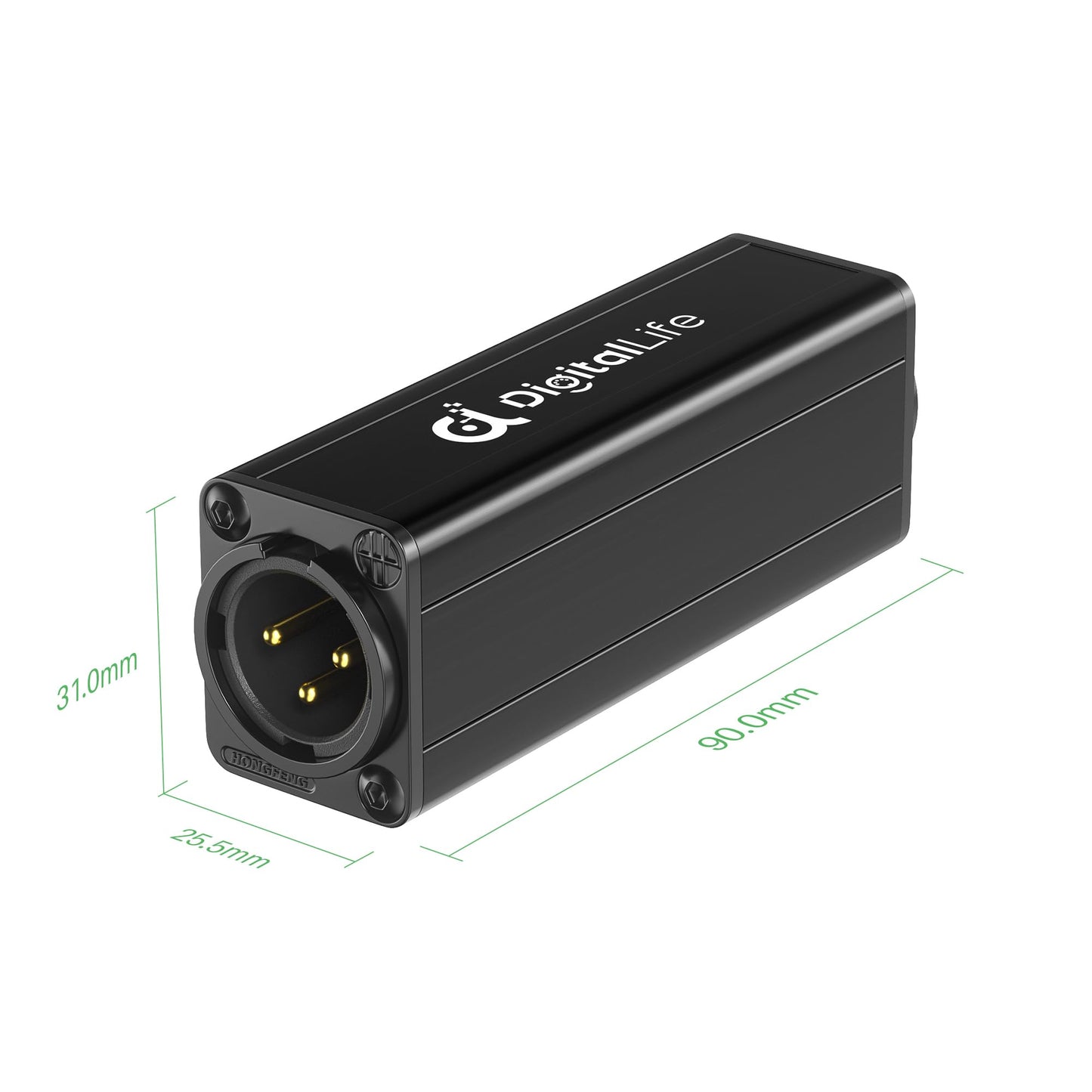 DigitalLife HumBlock XLR Series | Single-Channel XLR Audio Ground Loop Noise Isolator - Hum Eliminator - Passive, XLR-A600, M/F, 1-Pack (Not Compatible with P24/P48 Powered Microphones)