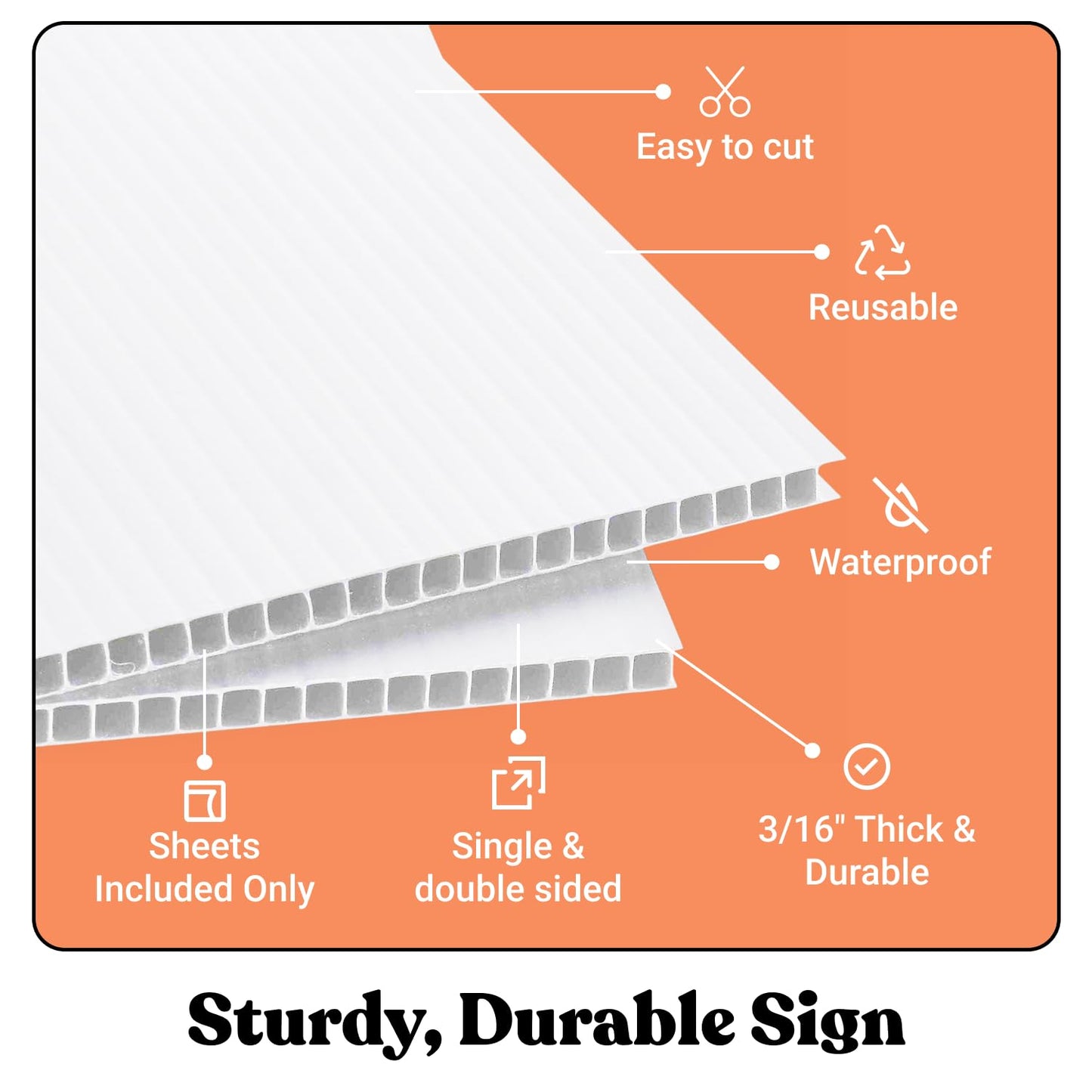 T-SIGN Corrugated Plastic Sheets Coroplast Sign Blank Board, 24 x36 Inches 3/16 Inches Thick for A-Frame Replacement Poster Sheets, 2 Pack White Blanks Sign