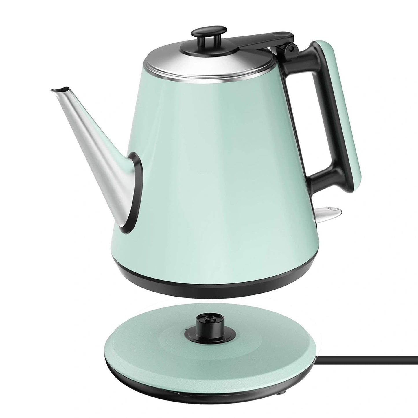 HoJang 0.9L Electric Kettle, 1000W Fast Boiling Stainless Steel Water Heater, Cordless Tea Coffee Kettle with Auto Shut-Off, Small Compact Hot Water Boiler for Home Office Dorm, Green