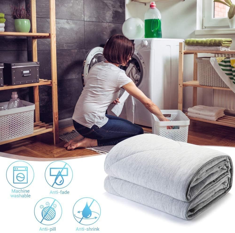 Cooling Comforter,Luxear Double Sided Cooling Quilted Blanket Q-Max>0.55 Machine Washable, Bed Blanket Comforter Lightweight Breathable,Summer Comforter Double for Hot Sleepers (Full,79”X 86”, Gray)