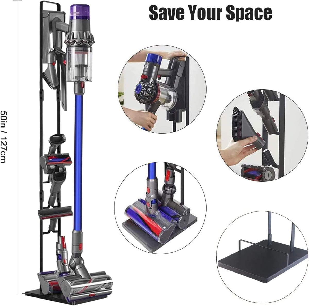 Foho Vacuum Stand Compatible for Dyson V15 V11 V10 V8 V7 V6, Metal Storage Bracket Stand Holder Compatible for Dyson Handheld DC30 DC31 DC34 DC35 DC58 DC59 DC62 Cordless Vacuum Cleaners & Accessories