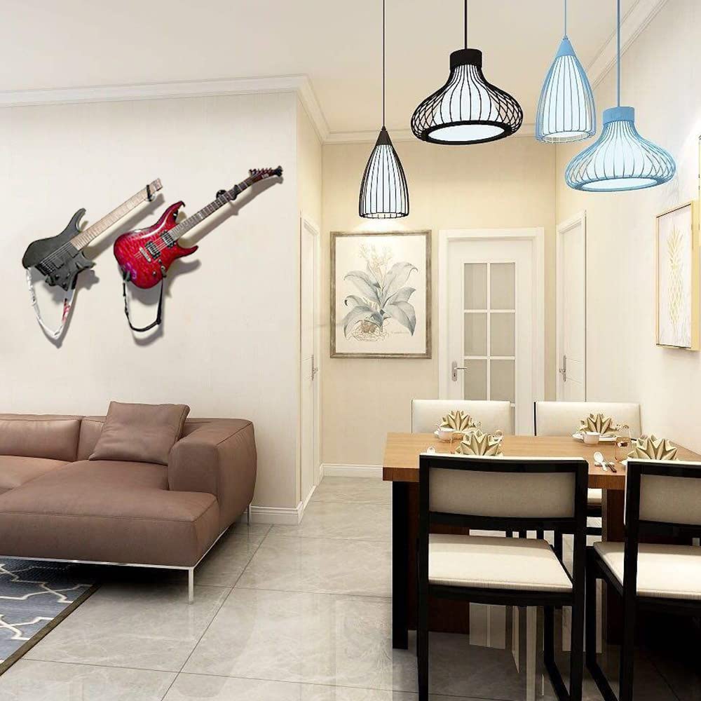 Guitar Wall Mount Hanger Horizontal,Electric Guitar Wall Mount Display Ukulele Slatwall Hawaiian Guitar Holder Bass Stand Rack Hook with Screws,2 Pack