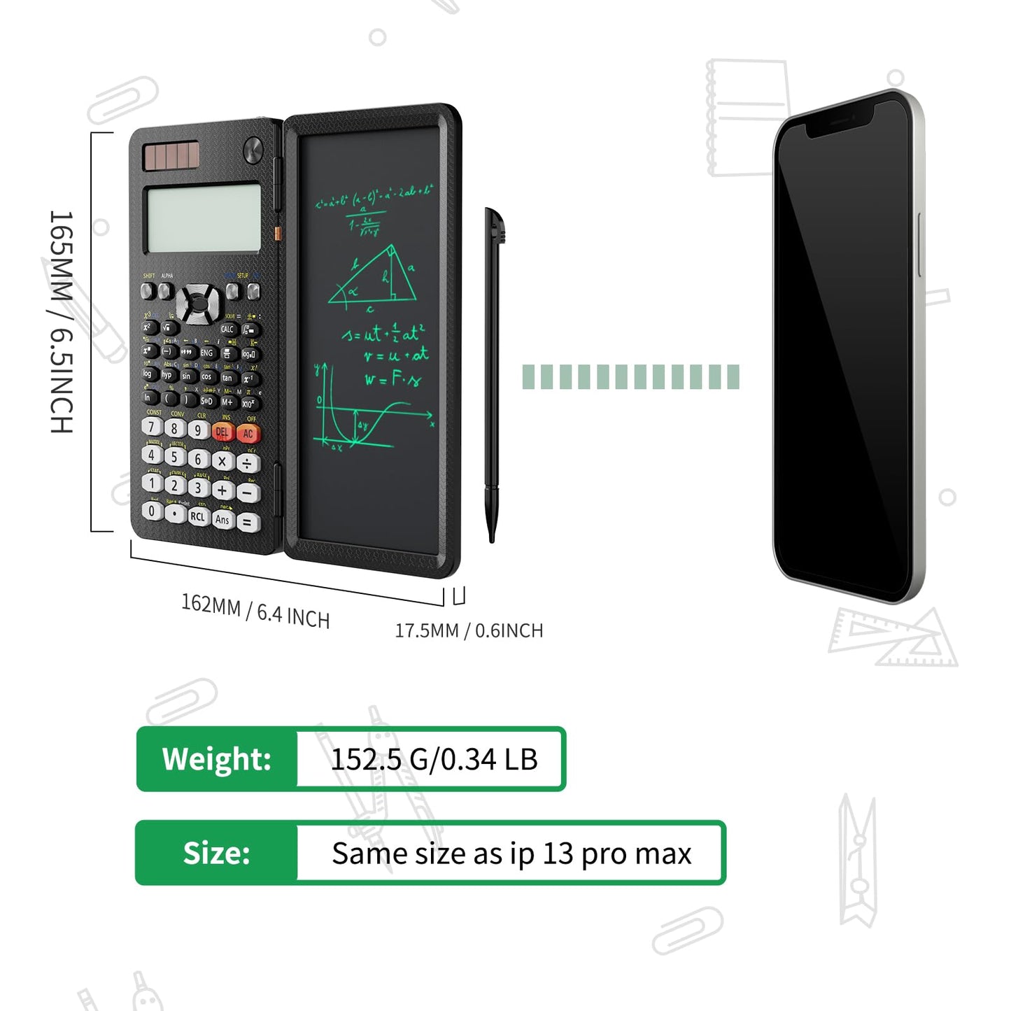 NEWYES Upgraded Scientific Calculators 991ES with Writing Tablet, Science Calculator Notepad with 417 Function, Professional Foldable Calculator for Students, School, College and Researchers
