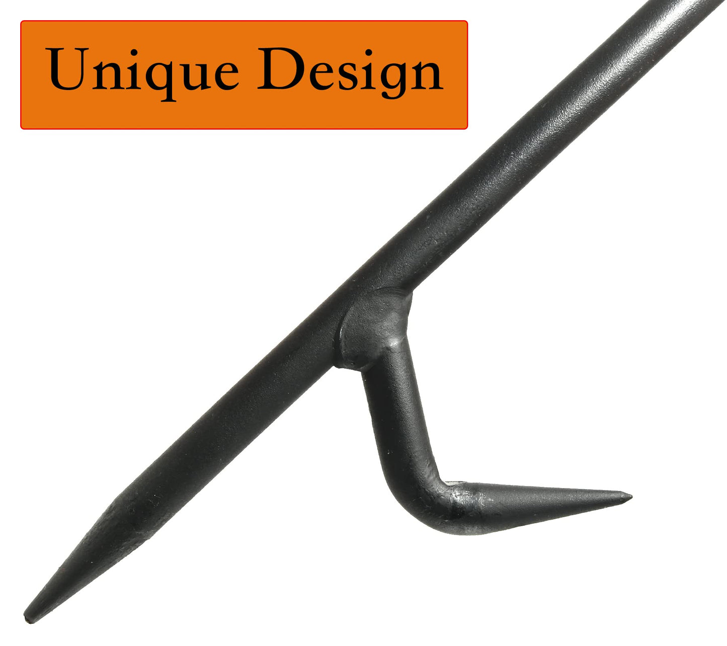 Heavy Duty Wrought Iron Steel Fire Poker - Rust Resistant Black Finish - 40 in - Indoor & Outdoor Fireplace & Fire Pit Tool