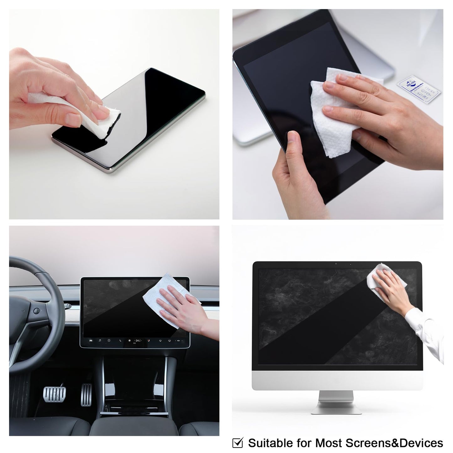 Screen Wipes for Electronics, 240 Count 6"×6" 15×15cm Pre-Moistened Screen Cleaner for Screens, Computer,Laptop,Tablet,Phone,Monitor,Car Screen Cleaner, Lens Wipes Individually Wrapped