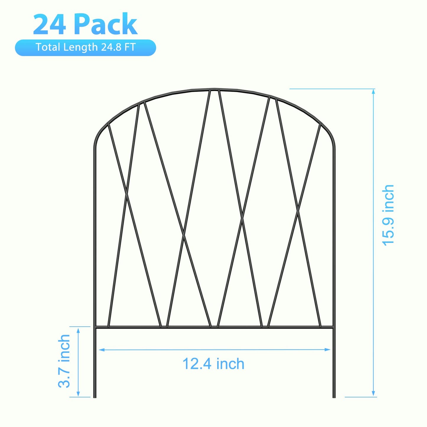 24 Packs Decorative Fence 24.8ft (L) x 15.9in (H) Garden Fencing Panels Small Rustproof Garden Animal Barrier Fence Border for Yard Patio Flower Beds Landscape Outdoor