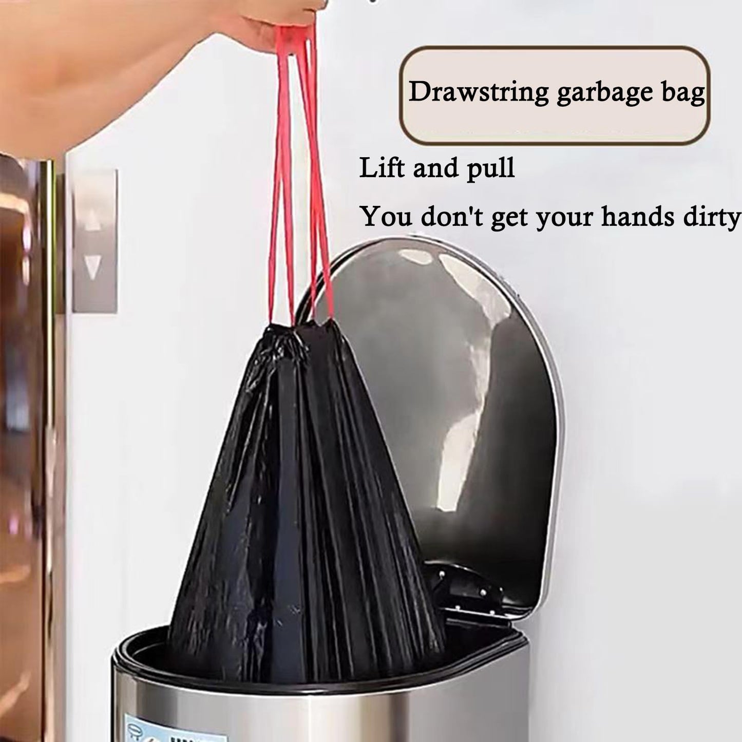 GoodFinely Large Black Trash Bags 20-21 Gallon Drawstring Garbage Bags,Measuring 28x 33.8 inches,Heavy Duty Plastic Garbage Bags for Household Kitchen Office Restaurant Thickened Stretchy