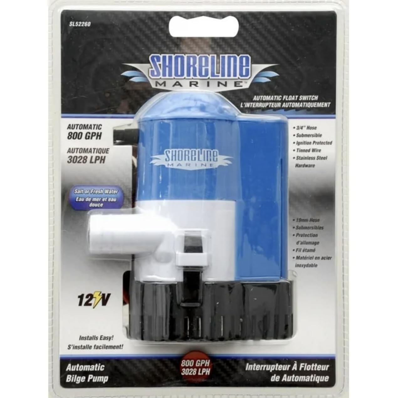Shoreline Marine 800 GPH Bilge Pump with Auto Switch