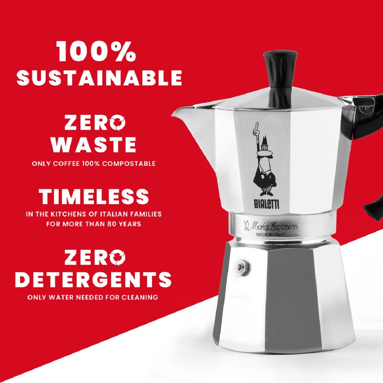 BIALETTI Moka Express 6-Cup Aluminum Stovetop Espresso Maker, Silver