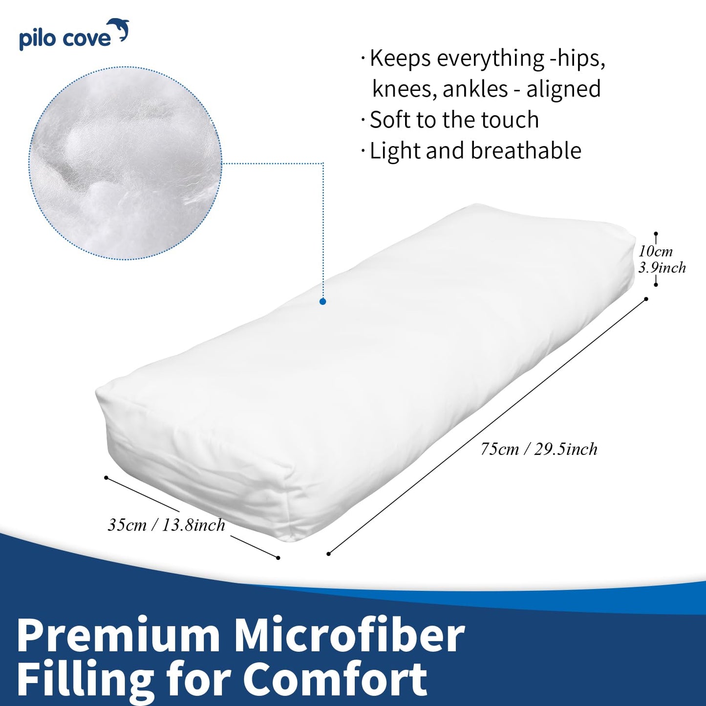 Knee Pillow for Side Sleepers, Leg Pillow for Sleeping, Under Knee Pillow for Spine Alignment, Lower Back Pain Relief, Hip and Sciatica Pain, Supportive Pillow