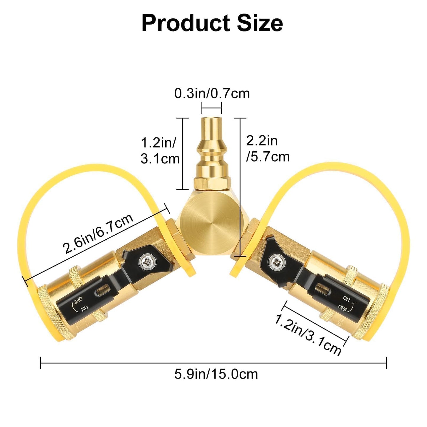 EEEKit 1/4" RV Propane Quick Connect Splitter, Solid Brass Natural Gas Y Splitter Adapter, Propane Tank Splitter, 1/4" Propane Fittings Quick Connect Disconnect Kit for BBQ Camping