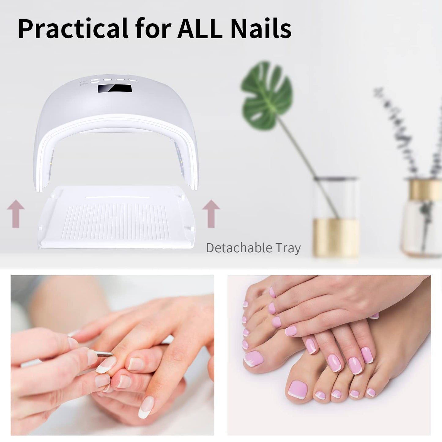 48W Rechargeable UV LED Nail Lamp,Cordless Professional Gel Nail Art Lights Manicure Tools for Home and Salon (White)