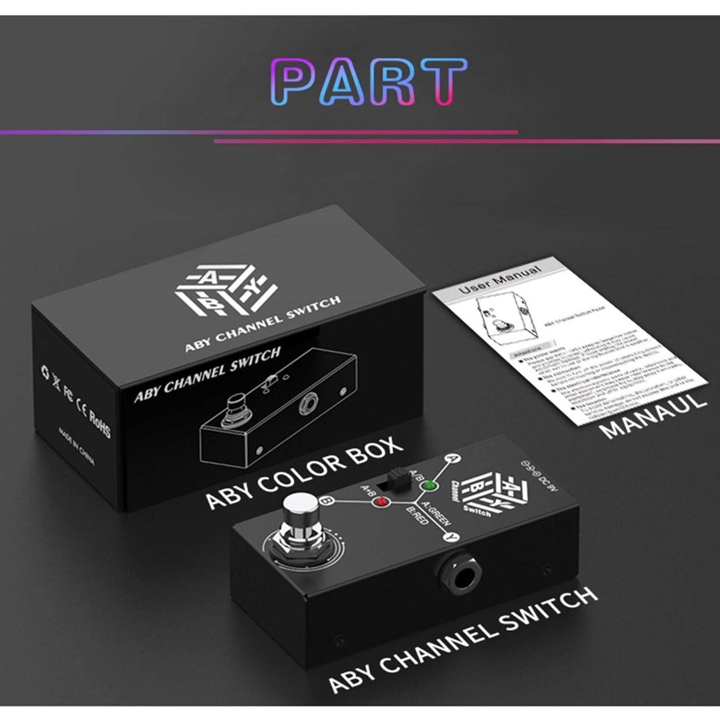 ABY Box Line Selector AB Switch Mini Guitar Effect Pedal True Bypass -ABY Channel Switch