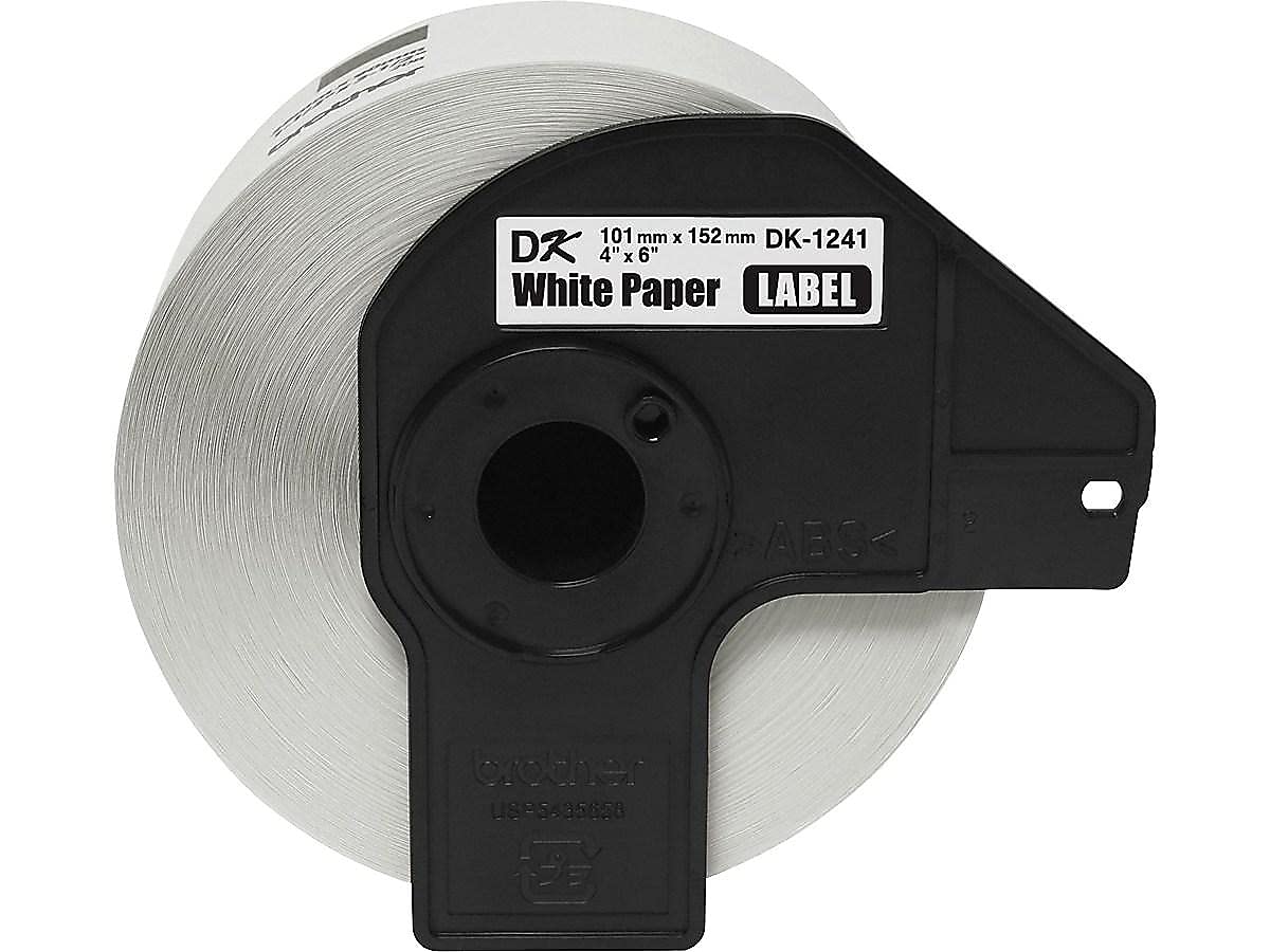 Brother DK1241 Die Cut White Paper Labels4-Inch x 6 Inch200-CountRetail Packaging