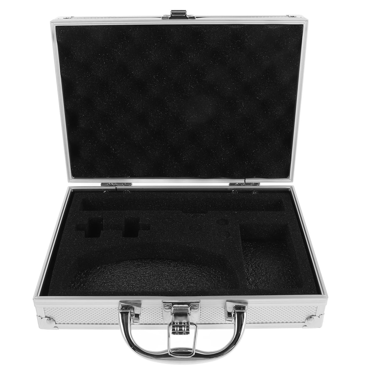 Silver Aluminum Tool Box with Lock - Portable Metal Storage Box - Lightweight Carrying Case Silver Aluminum Case with Foam for Crafts Car Tools