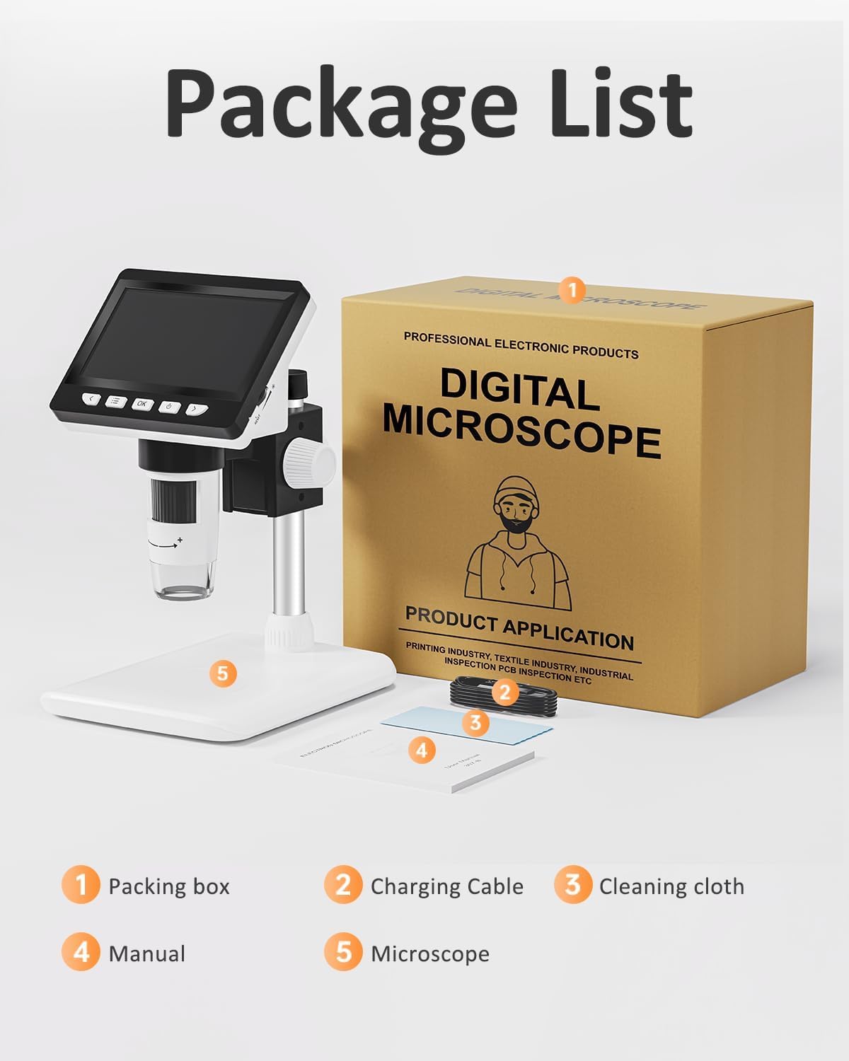 4.3 Inch LCD Digital Microscope, AOPICK Coin Microscope Camera with 50X-1000X Magnification, 1080P USB Microscope for Kids Adults - 8 Adjustable LED Lights, PC View, Compatible with MacOS & Windows