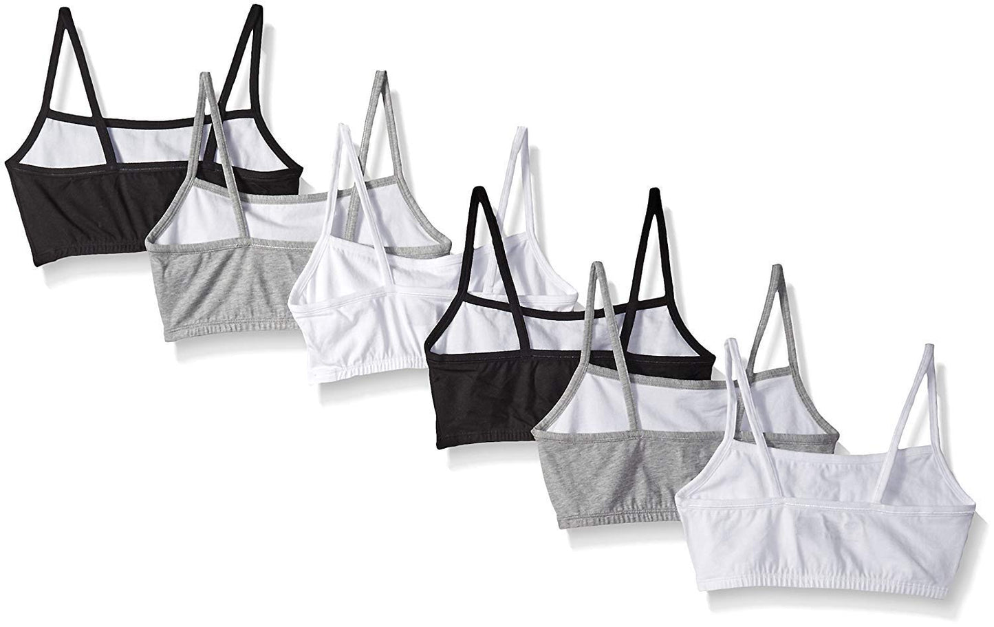 Fruit of the Loom Women's SPAG Sports Bra, White/Heather Gray/Black, 38 (Pack of 6)