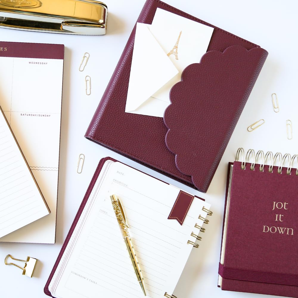 Graphique Vegan Leather Wrap Journal Luxe Collection, Hardcover Diary Notebook for Writing, 160 Lined Pages, 7” x 8.75”, Plum Red