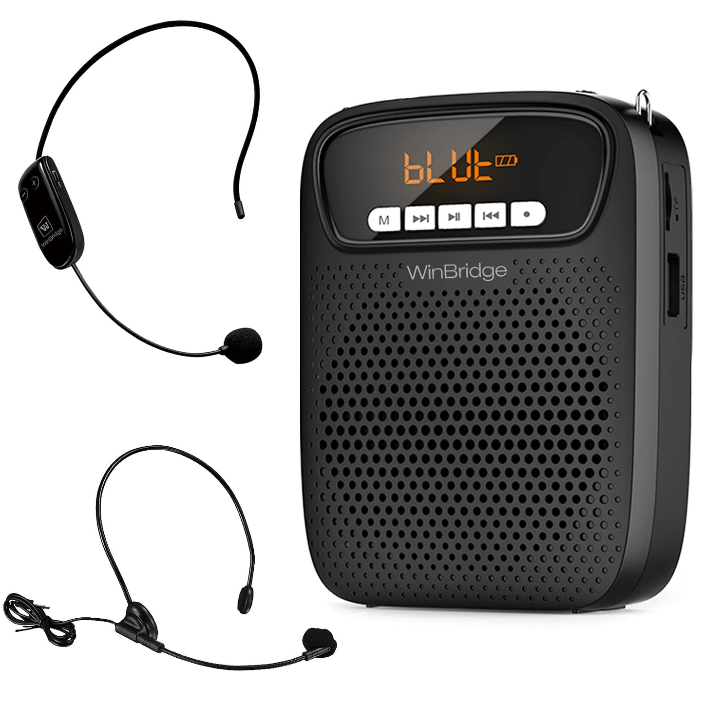 S278UHF Wireless Voice Amplifier Mini Lightweight Portable Microphone Headset with Speaker, Personal Rechargeable Classroom Microphone for Teachers Supports AUX Input, Bluetooth 5.0, Recording