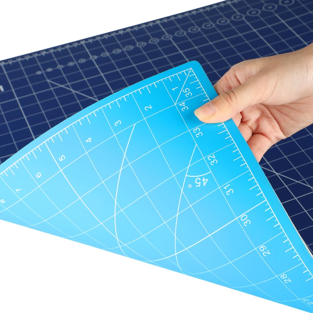 24 x 36 Inch A1 Size Self Healing Cutting Mat,Thickened 5 Layer PVC Construction Craft Mat,Double Sided Cut Mats Non-Slip Perfet for Craft, Fabri, Quilting, Sewing (Blue)
